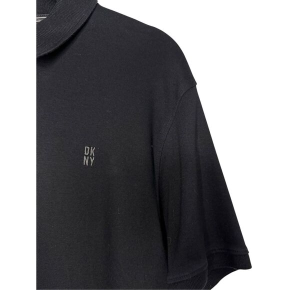 DKNY Men’s XL Short Sleeve Polo Shirt Black Slim Fit Collared Logo Casual Office - Picture 2 of 6